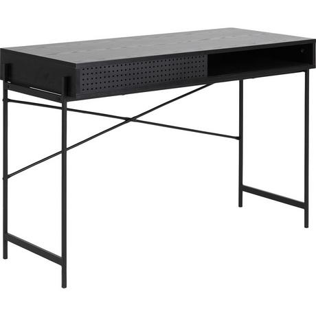 mutoni Bureau Angie Mélamine Frêne Noir Porte coulissante 110x50x75cm  