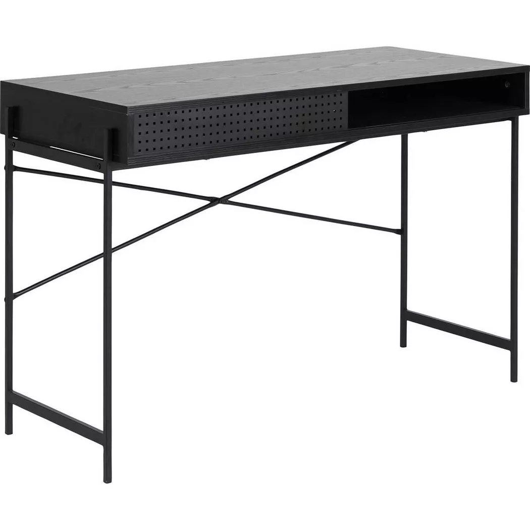 Angus Office Desk with Sliding Door in Black, none