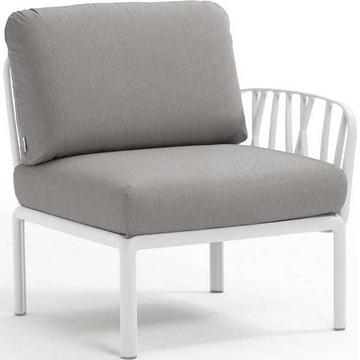 Chaise longue de jardin komodo élément terminal blanc gris