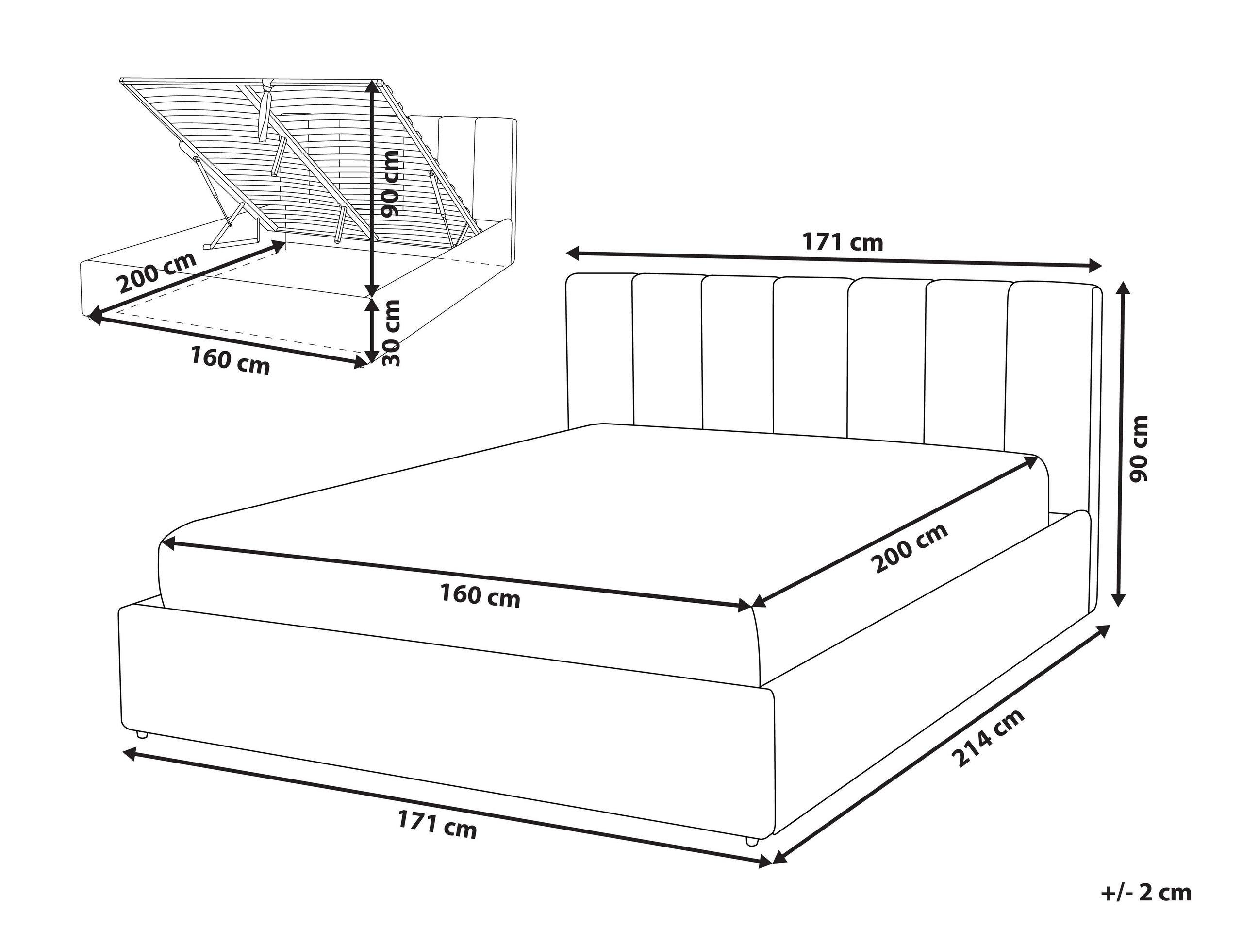 Beliani Lit avec coffre de rangement en Polyester Moderne DREUX  