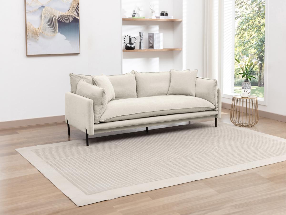 Vente-unique Sofa 3-Sitzer - Stoff - Beige - CORFINO  