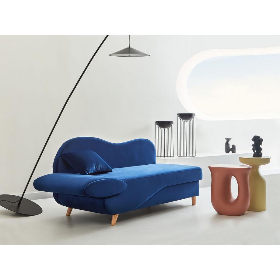 Beliani Chaise longue côté gauche en Velours Rétro MERI  