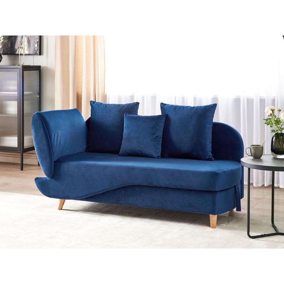 Beliani Chaise longue côté gauche en Velours Rétro MERI  