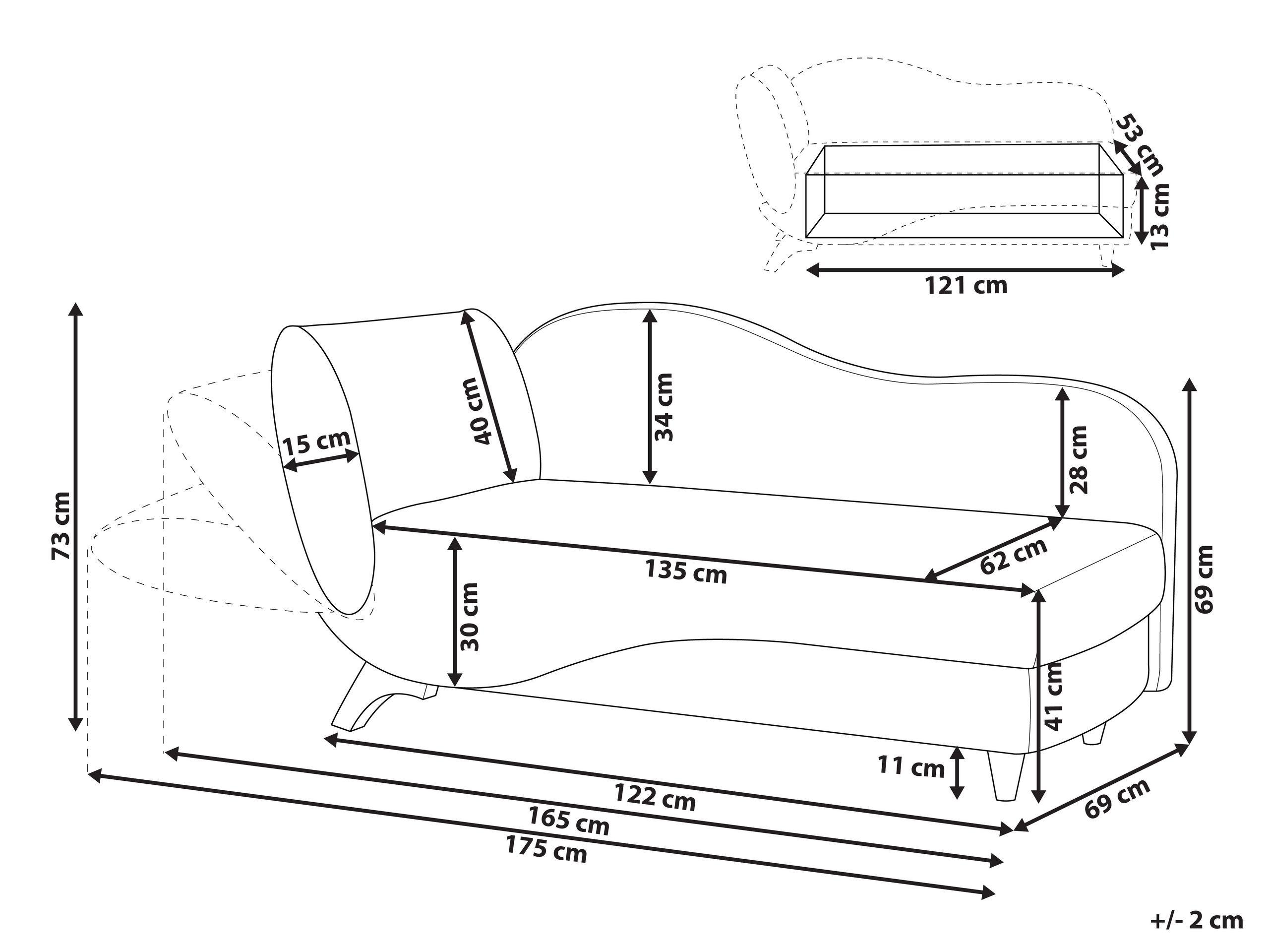 Beliani Chaise longue versione sinistra en Velluto Retrò MERI  