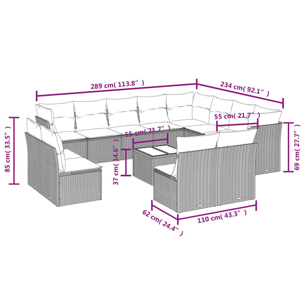 VidaXL set divano da giardino Polirattan  