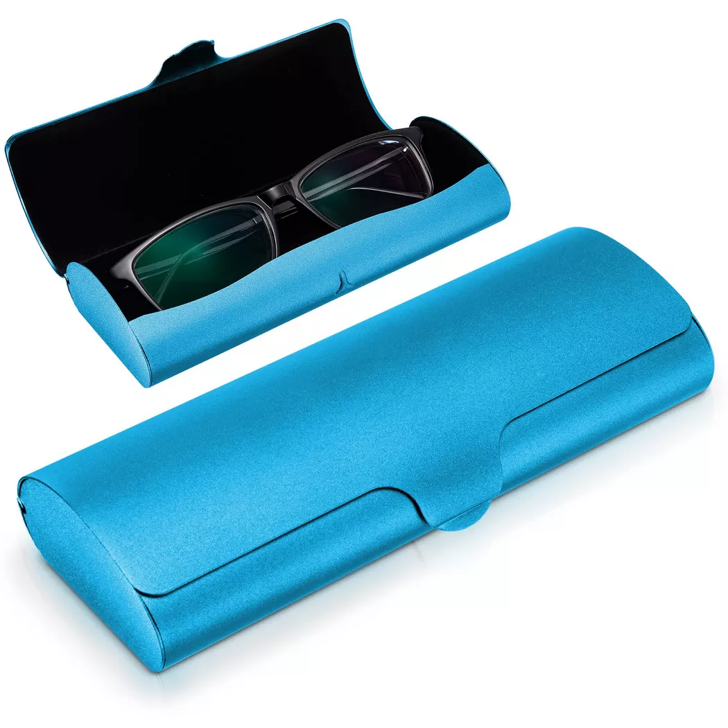 Only-bags.store - Brillenetui Hartschalenetui Aluminium, Lesebrillenetuis aus Metall, für Damen, Blau, Größe Onesize