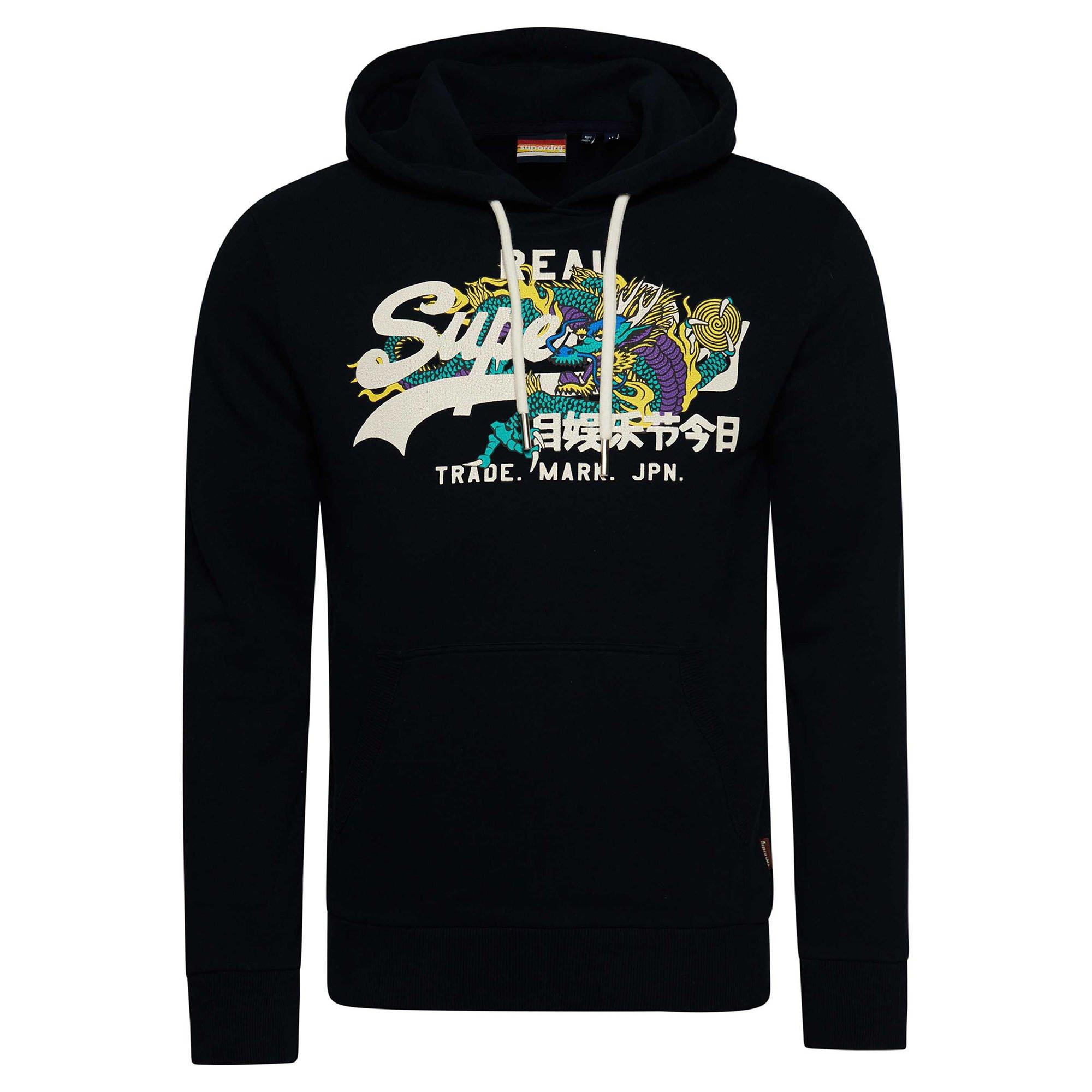 Image of Sweatshirt Bequem Sitzend-vintage Narrative Hood Damen Blau M