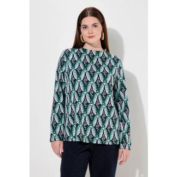 Sweat-shirt en coton bio, motif Jacquard, col montant et manches longues