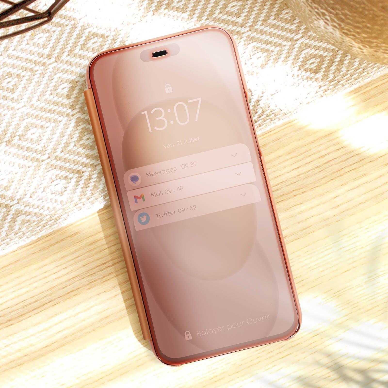 Avizar  Étui Miroir iPhone 15 Pro Rose Gold 