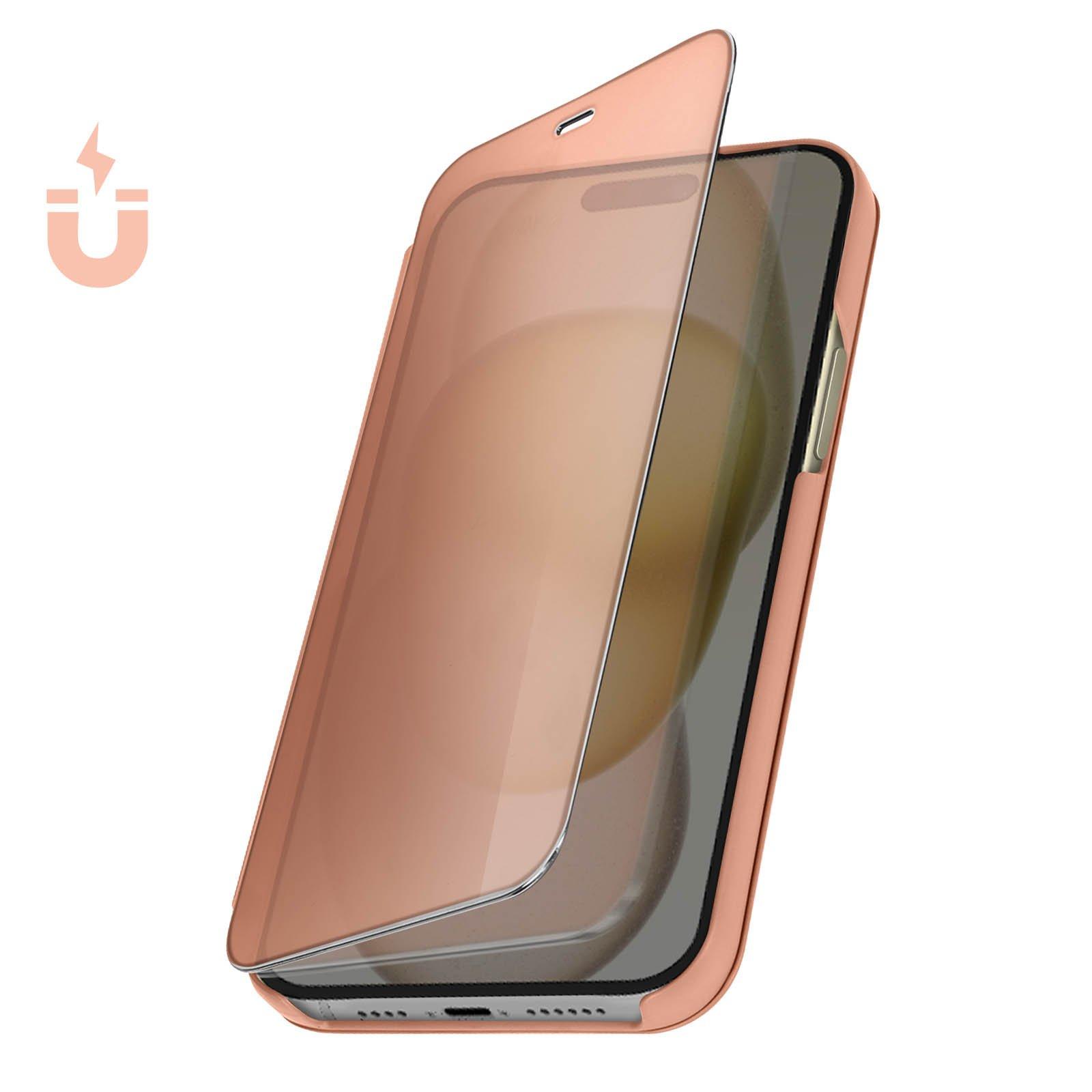 Avizar  Étui Miroir iPhone 15 Pro Rose Gold 