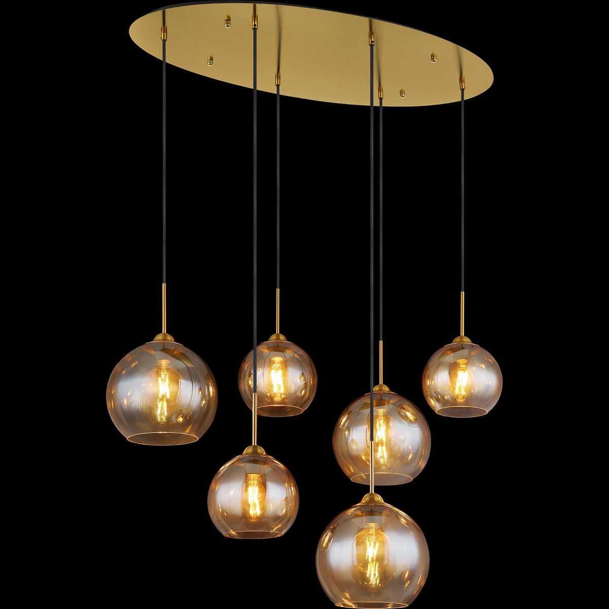 mutoni light Suspension Jamessa métal laiton mat 6xE27  