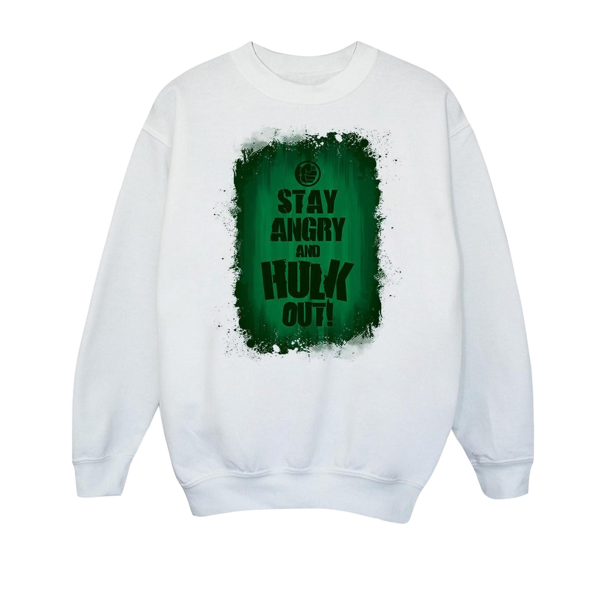 Image of Hulk Stay Angry Sweatshirt Unisex Weiss 140/146