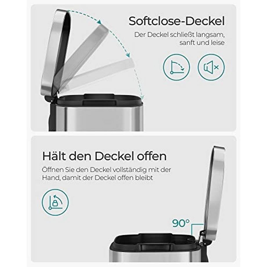 Pricenet Freihändiger 30-Liter-Mülleimer aus Stahl mit doppeltem Öffnungsmechanismus  