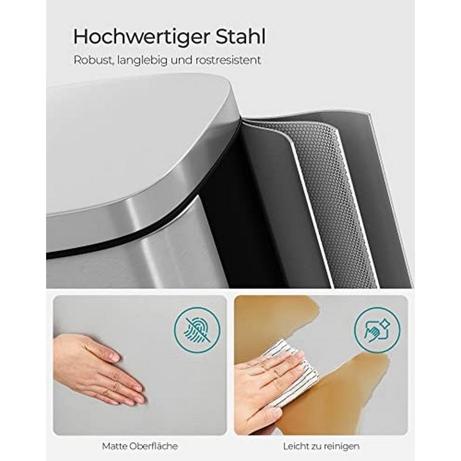 Pricenet Freihändiger 30-Liter-Mülleimer aus Stahl mit doppeltem Öffnungsmechanismus  