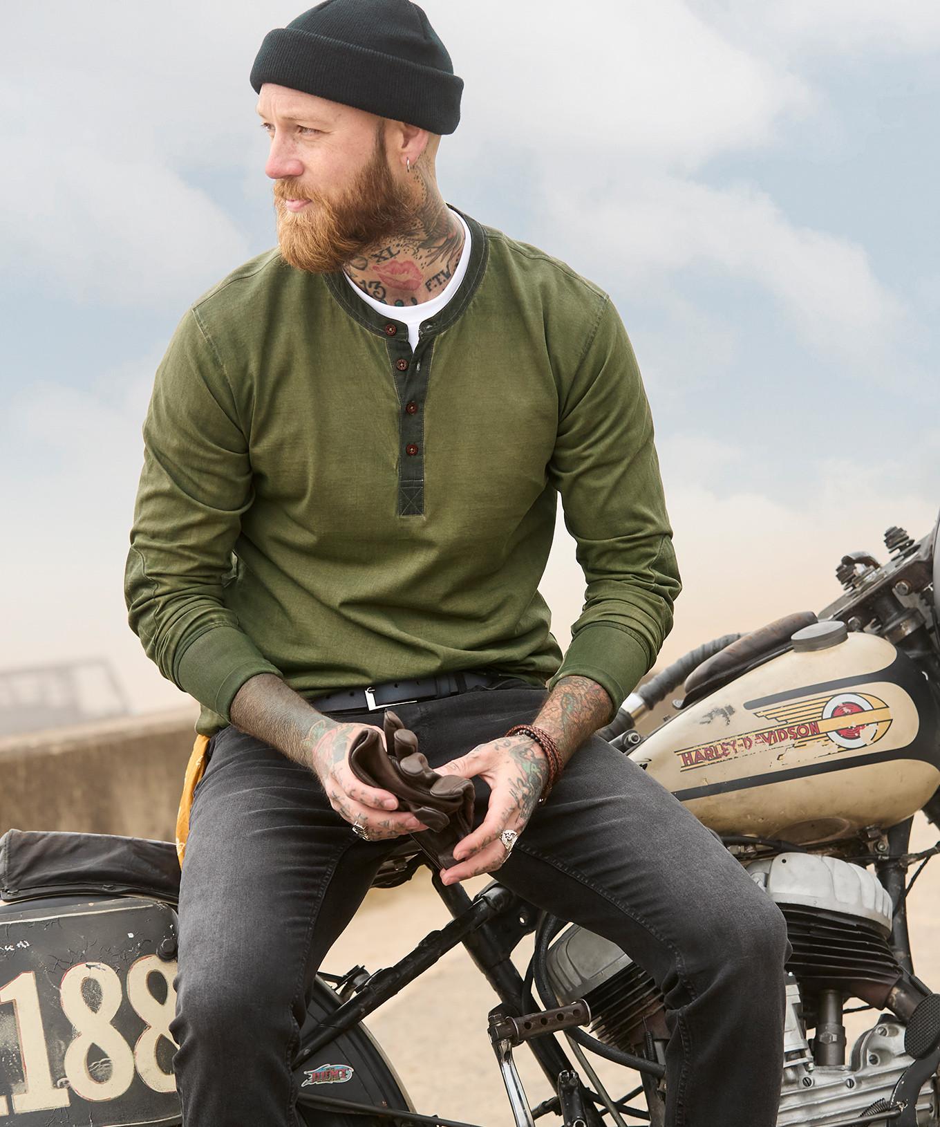 Joe Browns Henley Manches Longues Délavé Acide  