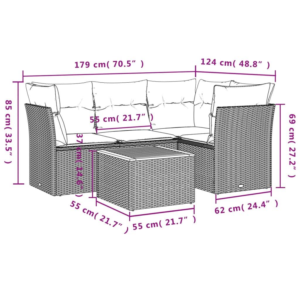 VidaXL set divano da giardino Polirattan  