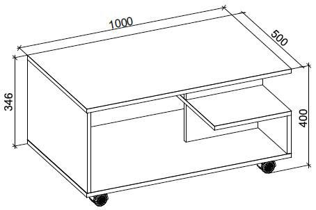 VCM Table basse en bois Table de salon sur roulettes Table basse Stango XL  