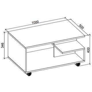 VCM Holz Couchtisch Sofatisch Wohnzimmertisch Rollen rollbar Kaffeetisch Stango XL  