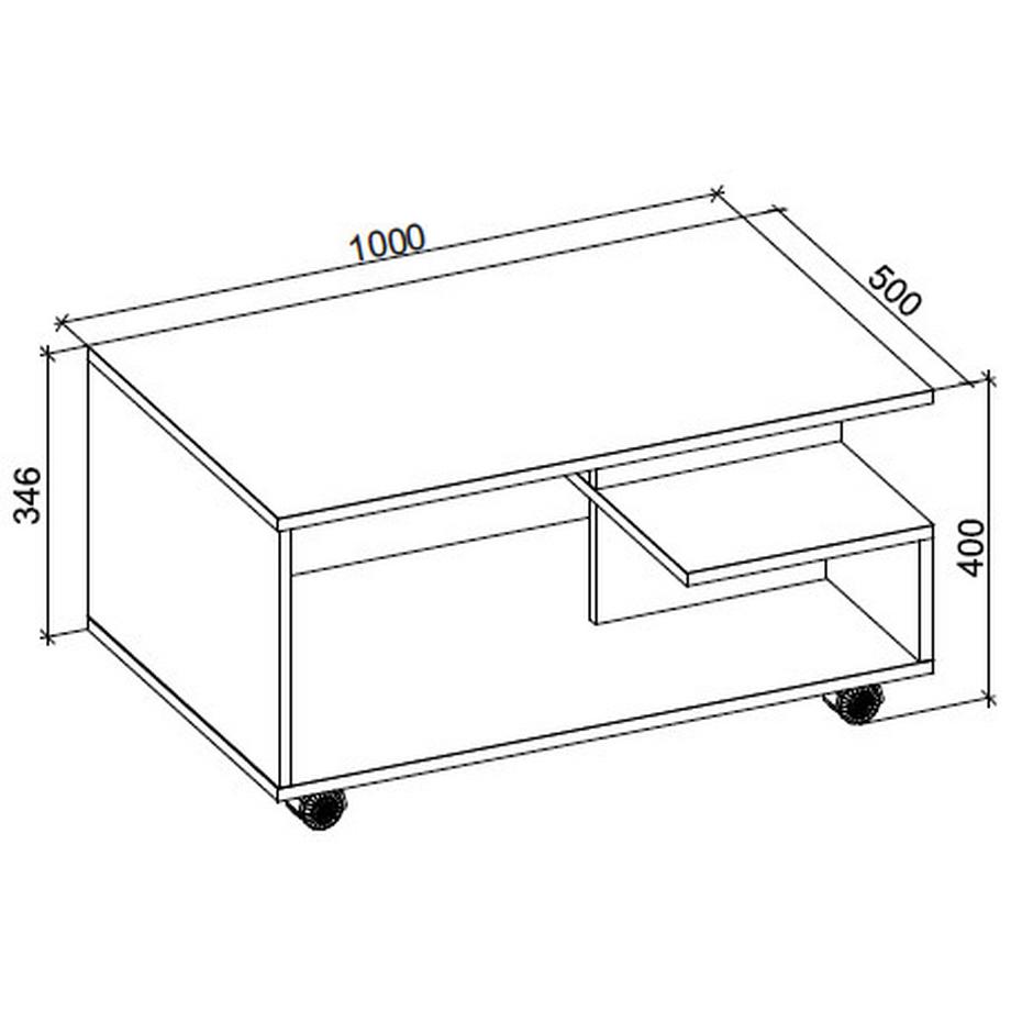 VCM Holz Couchtisch Sofatisch Wohnzimmertisch Rollen rollbar Kaffeetisch Stango XL  
