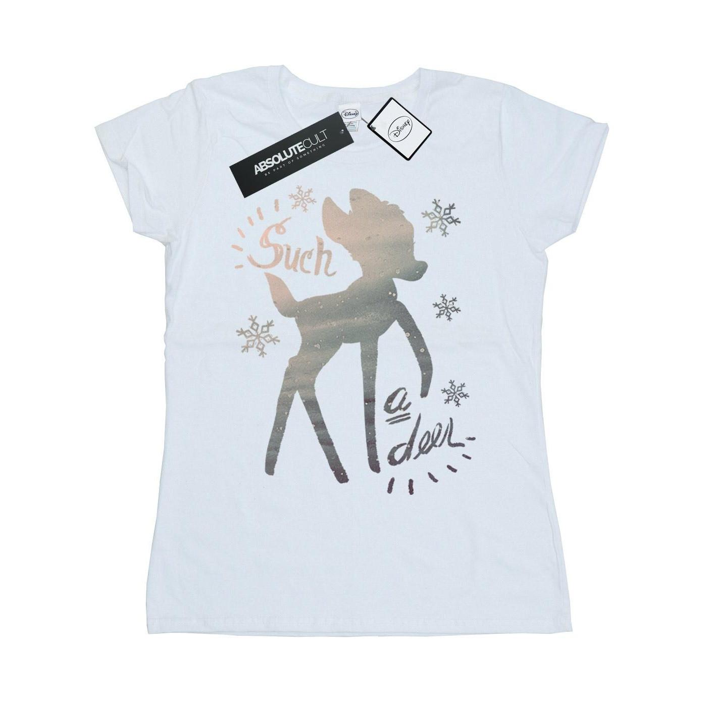 Image of Bambi Winter Deer Tshirt Damen Weiss M