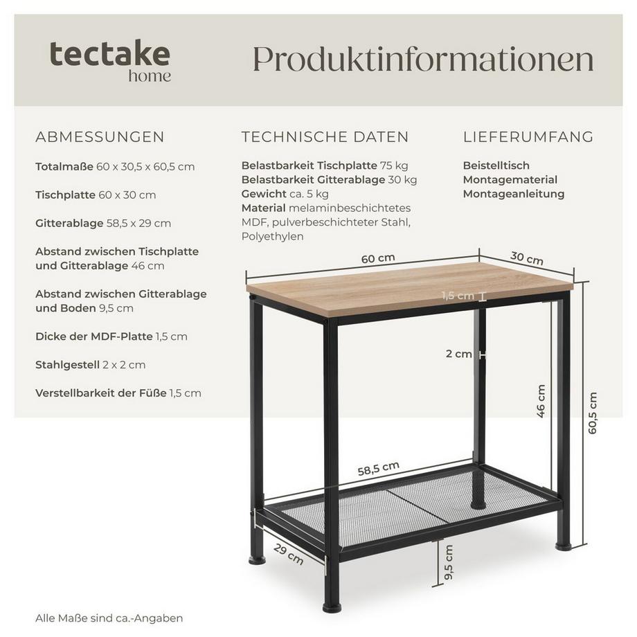 Tectake Table d'appoint FILTON style industriel  