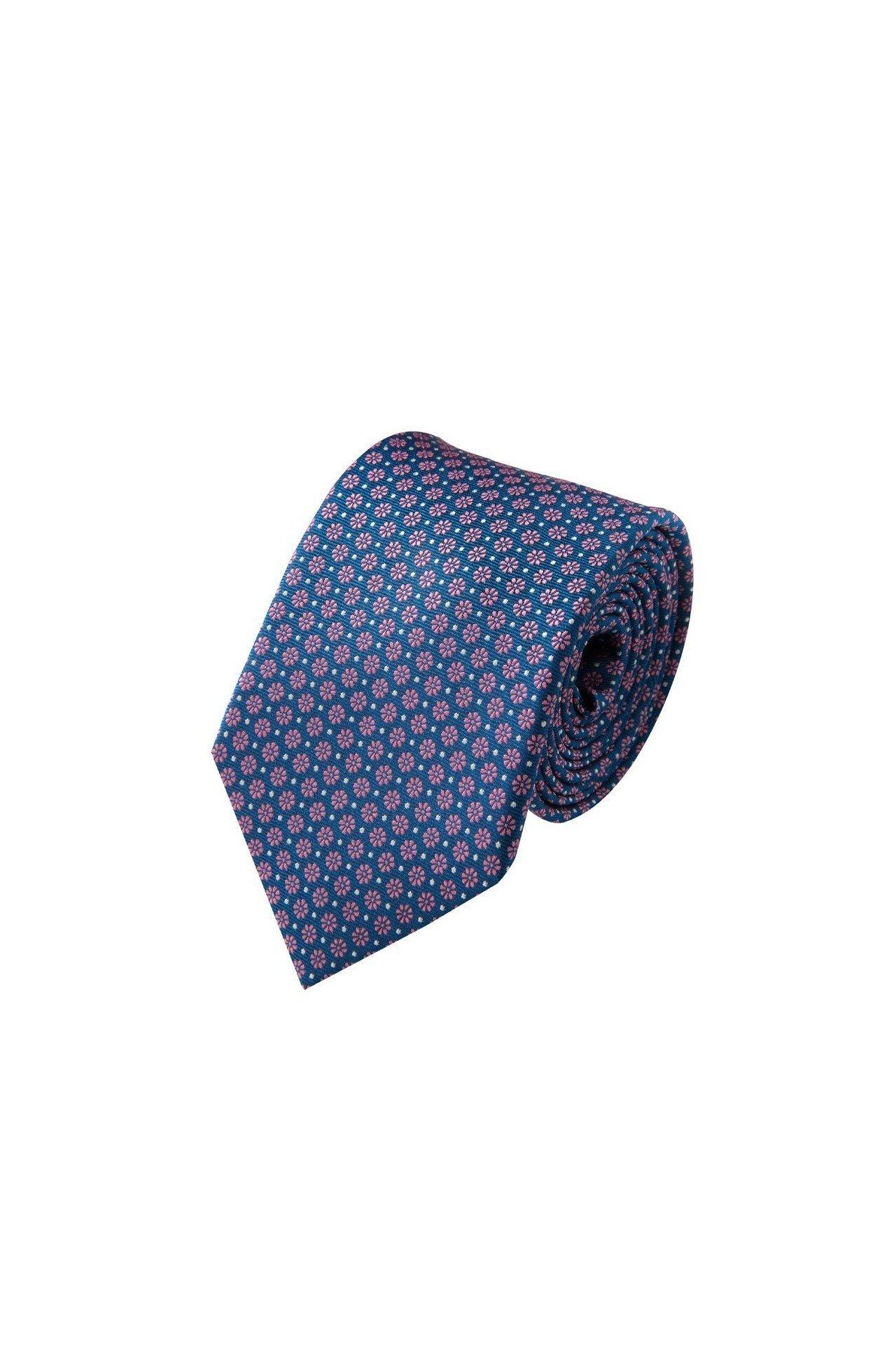 Image of Krawatte Mit Mikrogemusterten Kleinen Blumen Aus Seide Herren Blau ONE SIZE