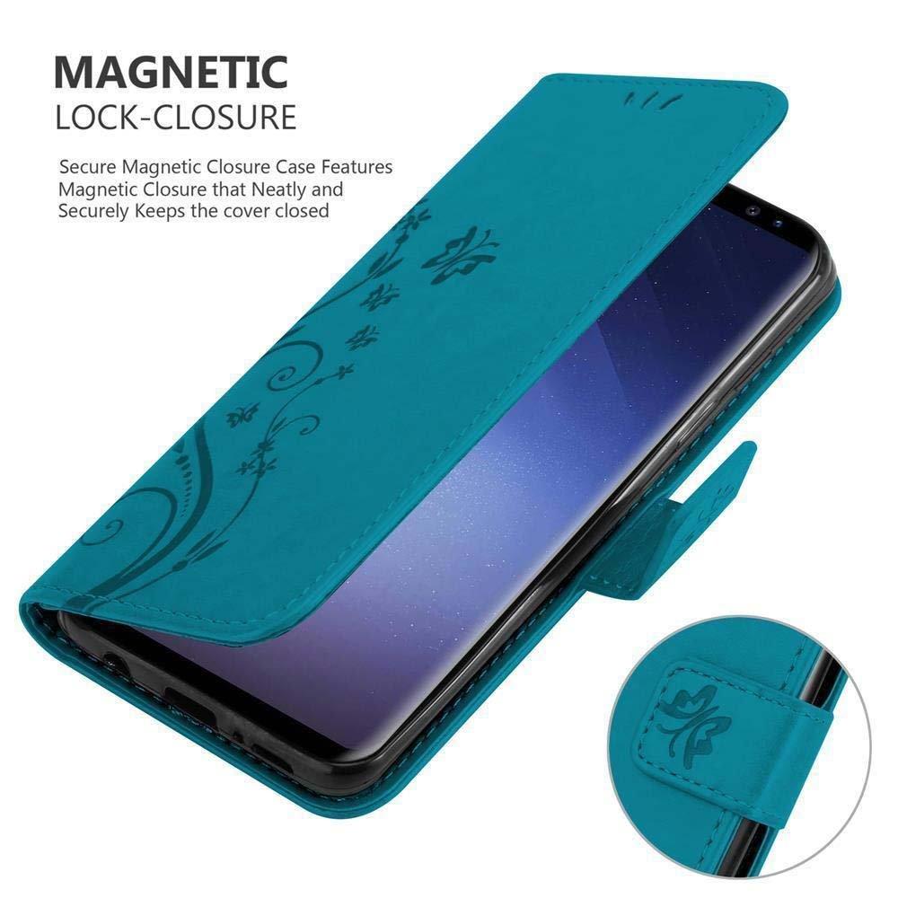 Cadorabo  Housse compatible avec Samsung Galaxy S9 PLUS - Coque de protection au design floral avec fermeture magnétique, fonction de support et emplacements pour cartes 