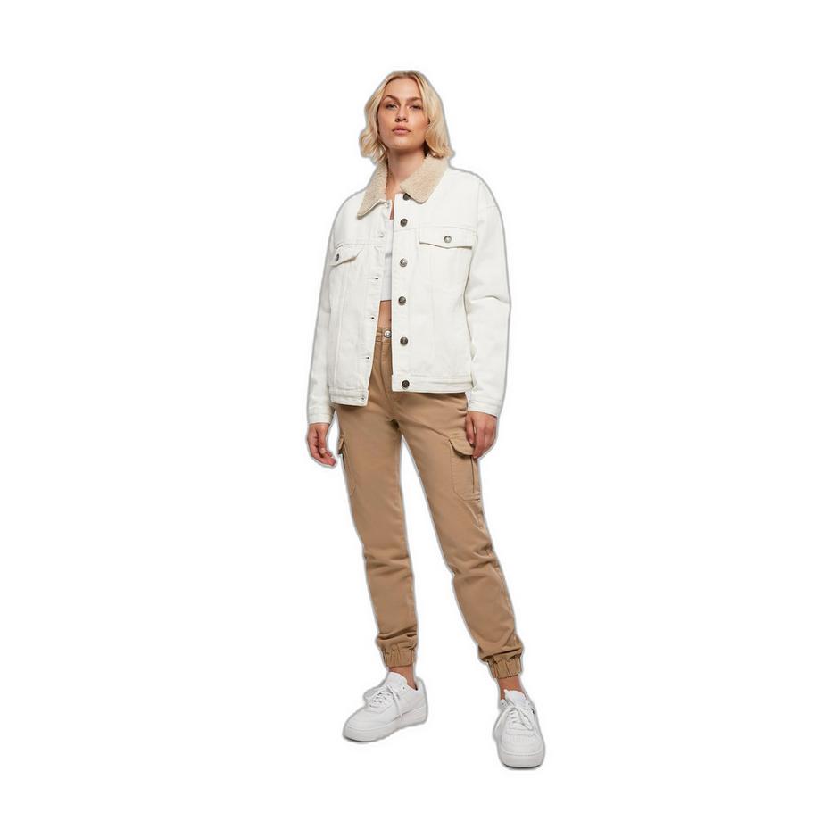 URBAN CLASSICS Oversize Jeansjacke mit Sherpa Kragen  