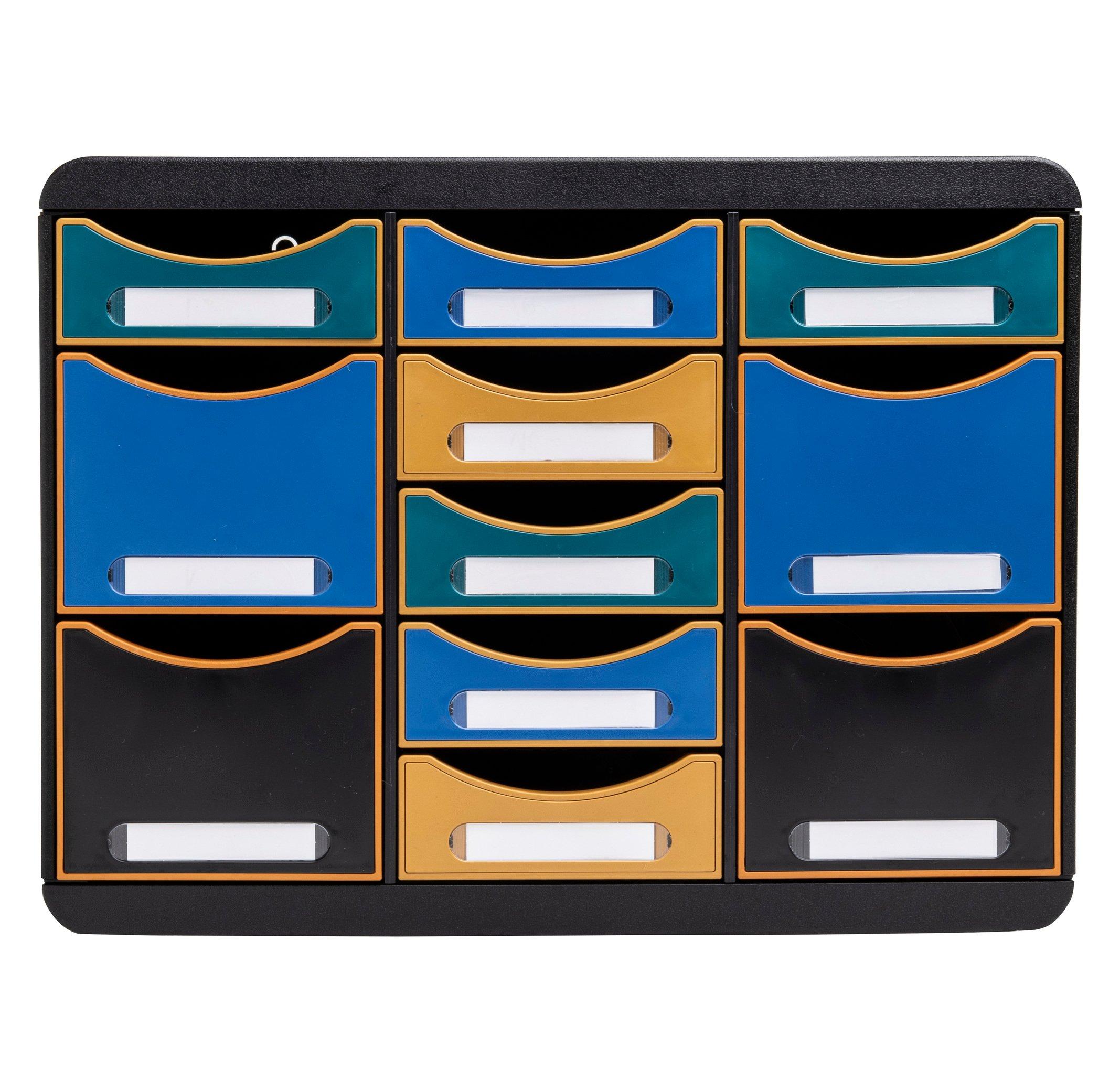 Exacompta Store Box Multi, Schubladenbox mit 11 Schubladen, Neo Deco  