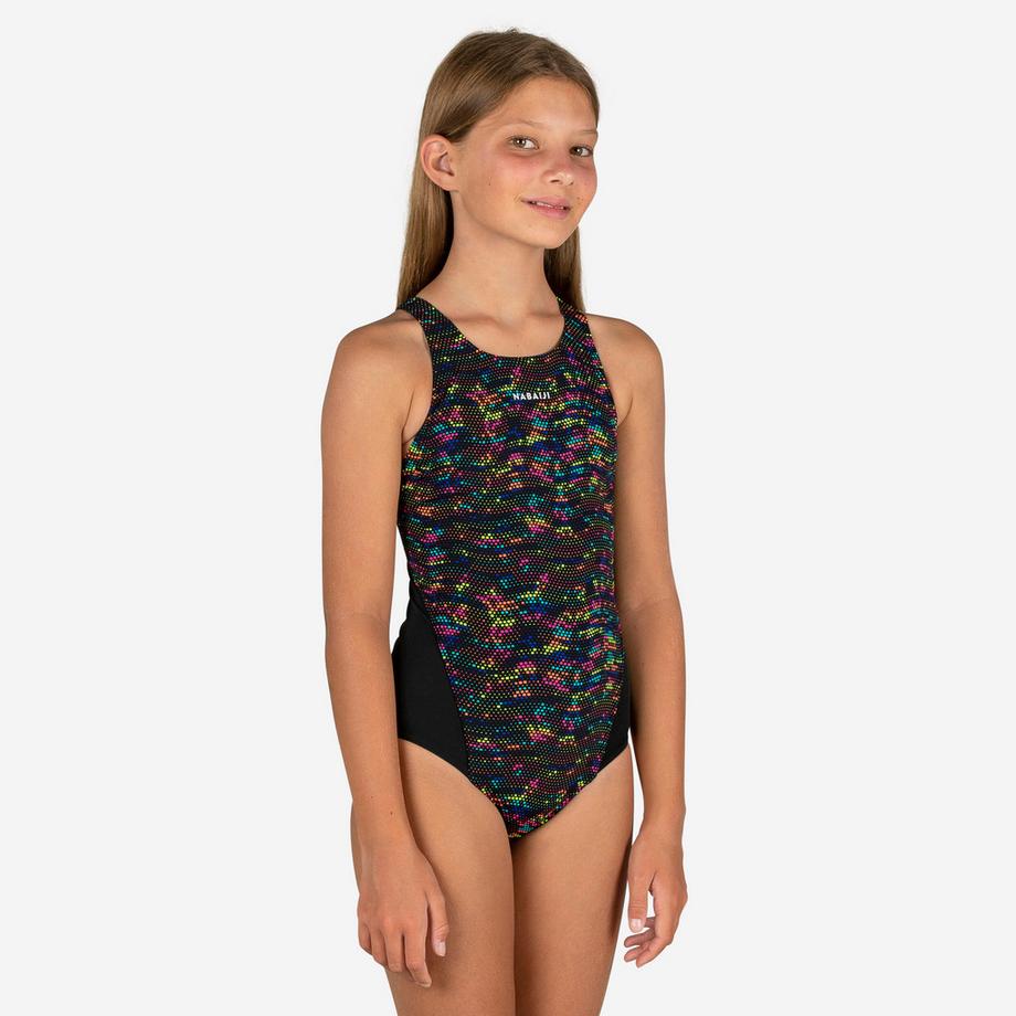 DECATHLON Maillot de Bain Fille Kamiye Print Alg  