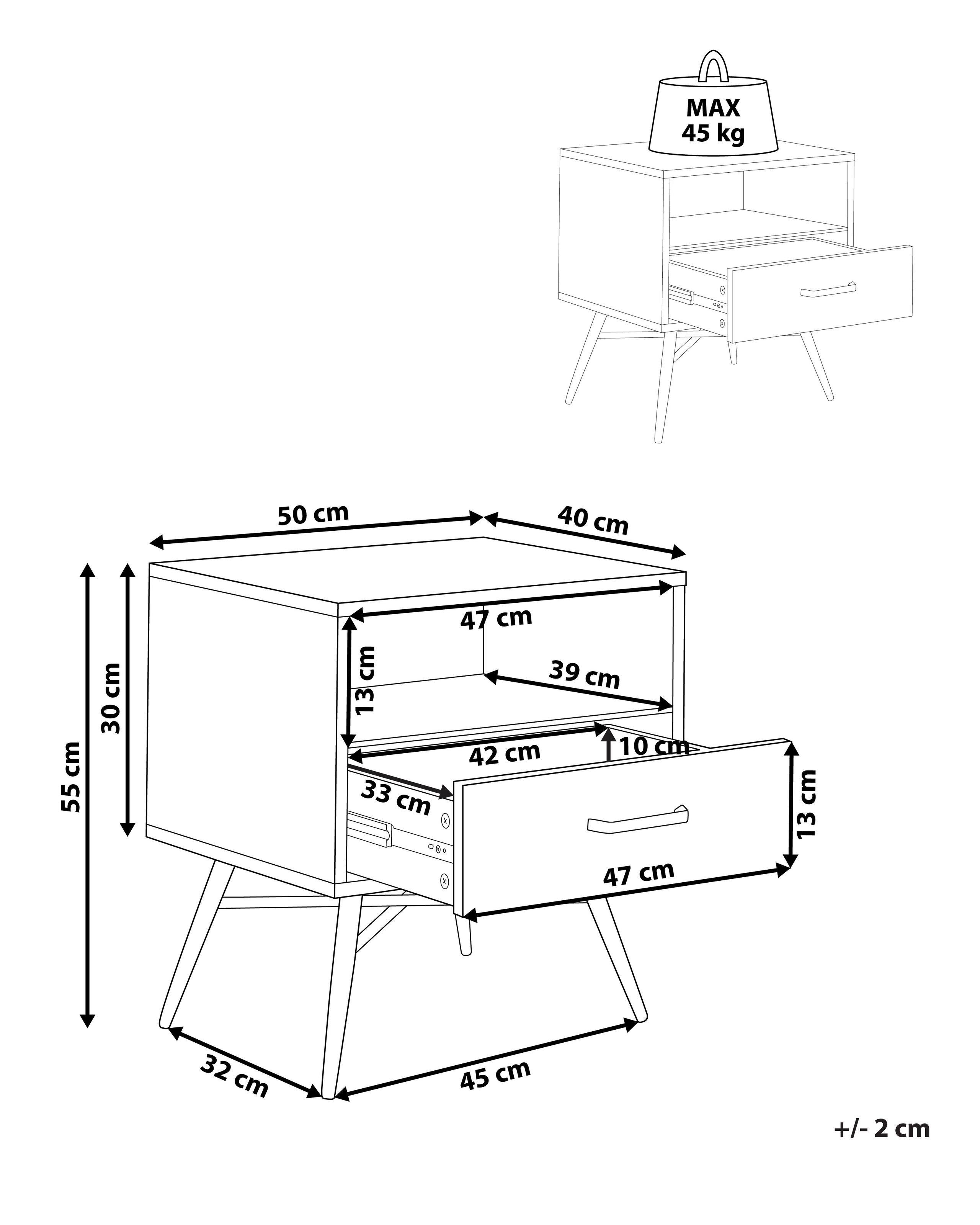 Beliani Nachttisch mit 1 Schublade aus MDF-Platte Modern LUBOCK  