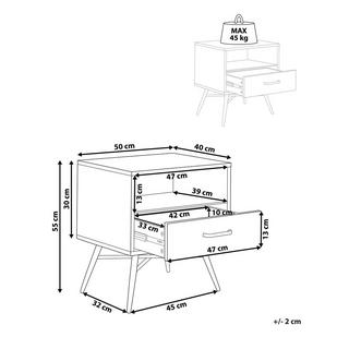 Beliani Nachttisch mit 1 Schublade aus MDF-Platte Modern LUBOCK  