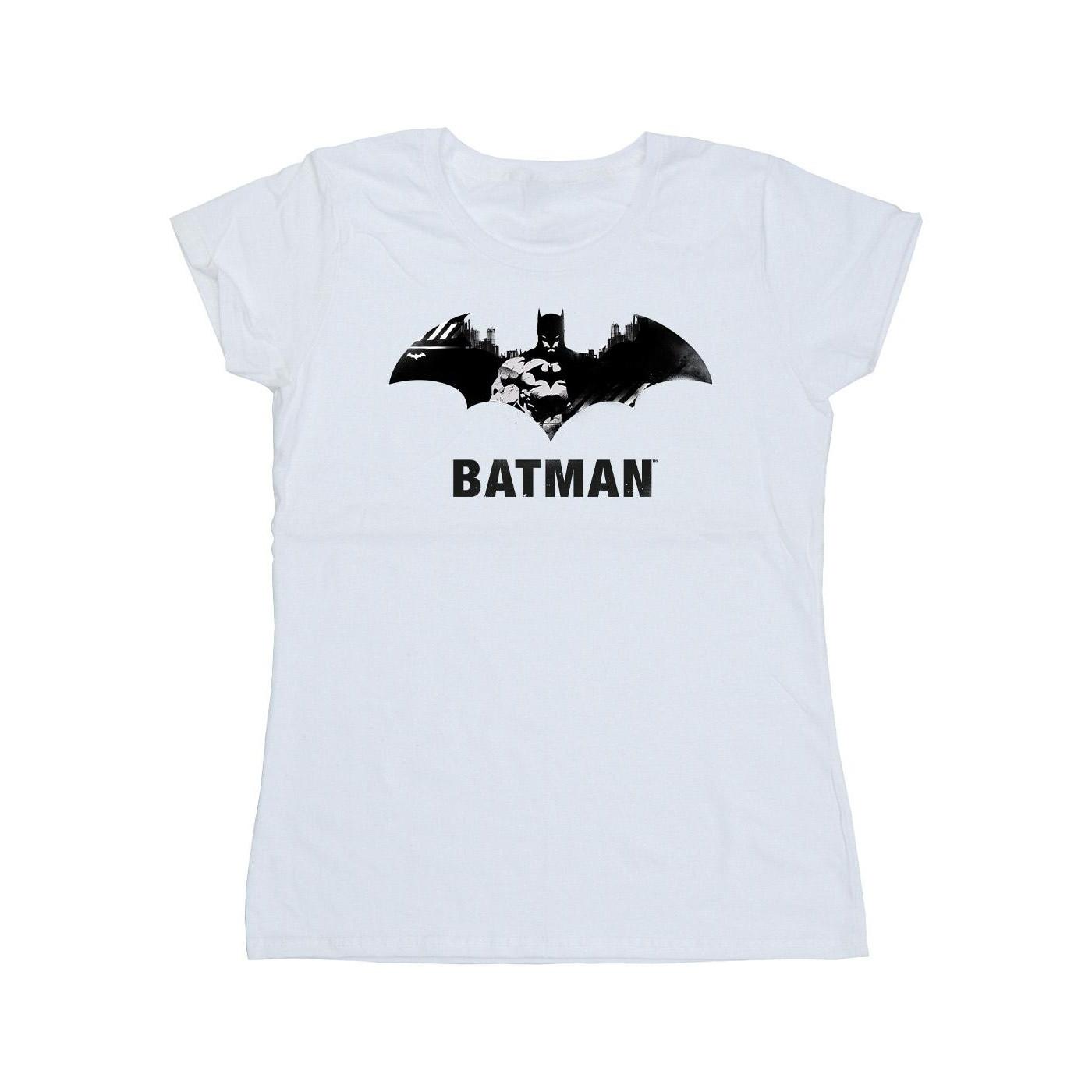 Image of Batman Black Stare Logo Tshirt Damen Weiss M