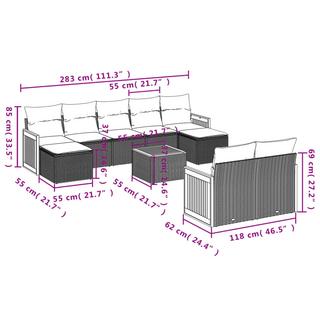 VidaXL Ensemble de canapés de jardin rotin synthétique  