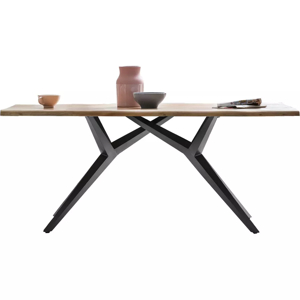 SIT Esstisch "Toronto Massivholz mit Baumkante & extravagantem Metallgestell" Speisetisch Baumkante wie gewachsen & extravagantes Metallgestell