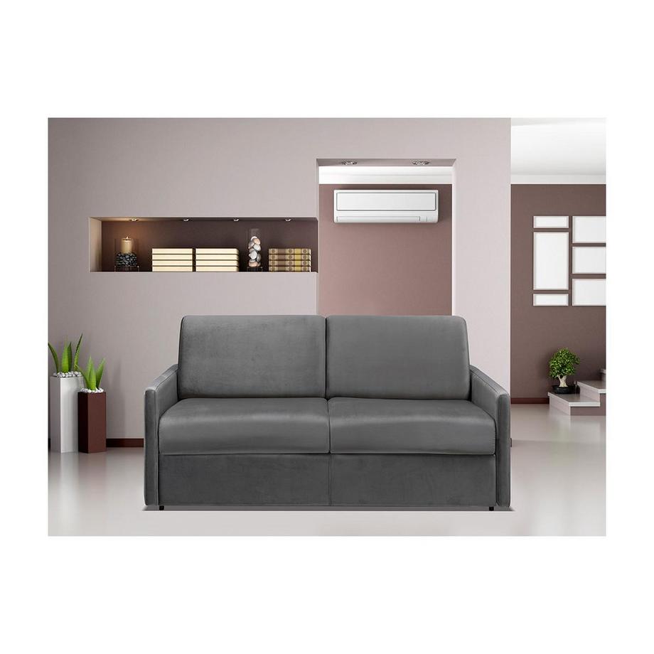 Vente-unique Canapé 3 places conible express en velours CALIFE Couchage 1Matelas  