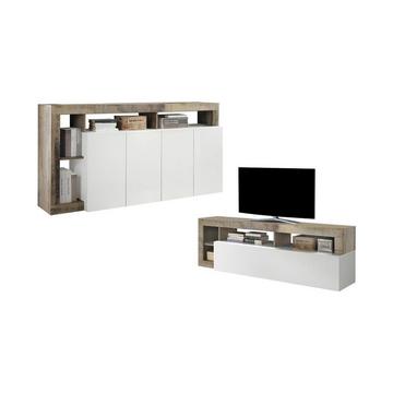 Set Sideboard + TVMöbel lackiert Eichefarben SEFRO