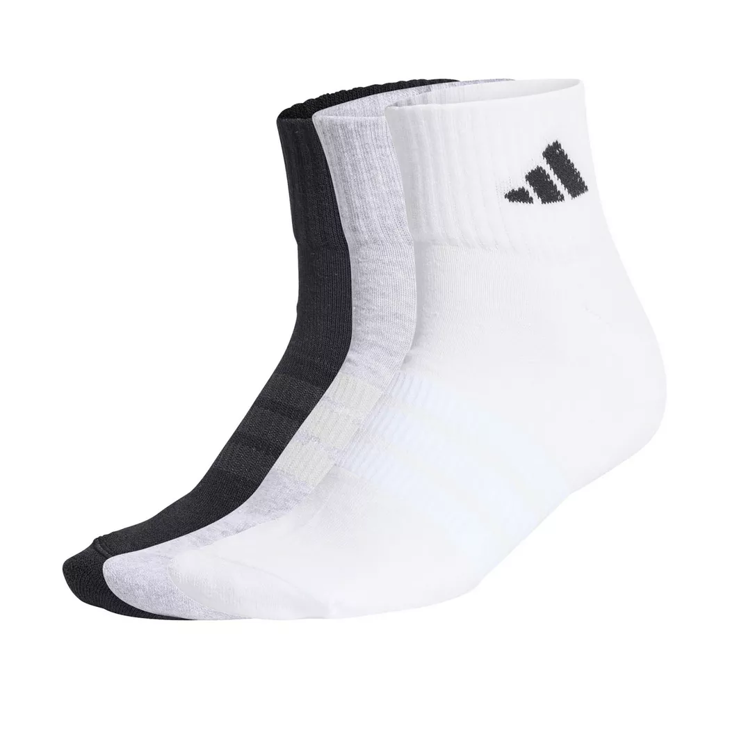 adidas - Calzini Unisex Confezione da 3-Cushioned Sportswear Ankle Socks, per donna, Grigio platino, Größe 43-45