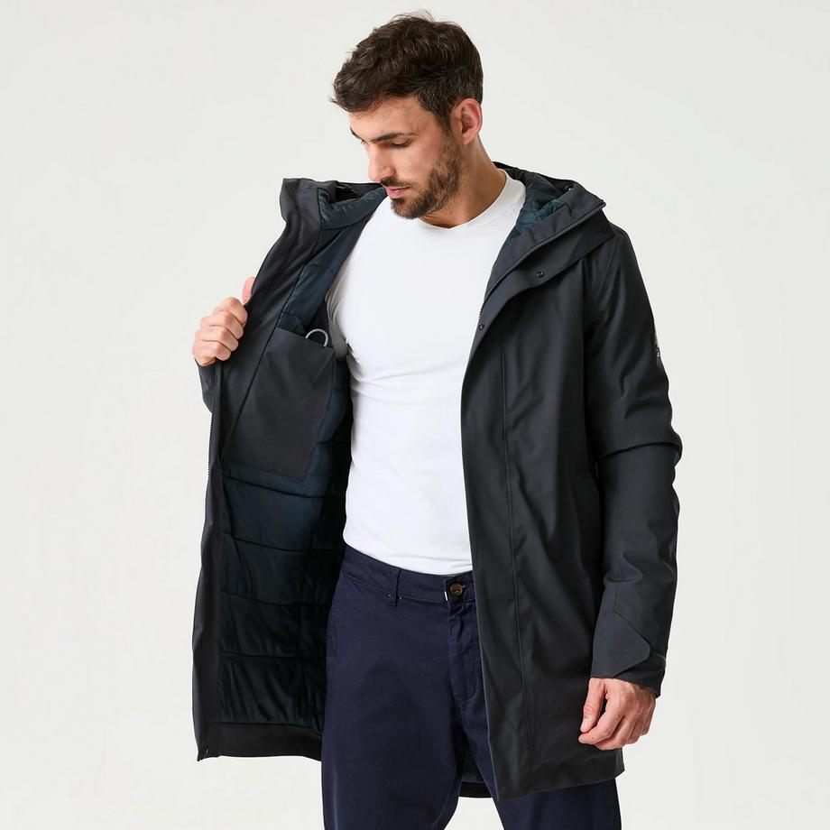 Segeljacke wasserdicht lang warm winddicht , 500 dunkelgrau