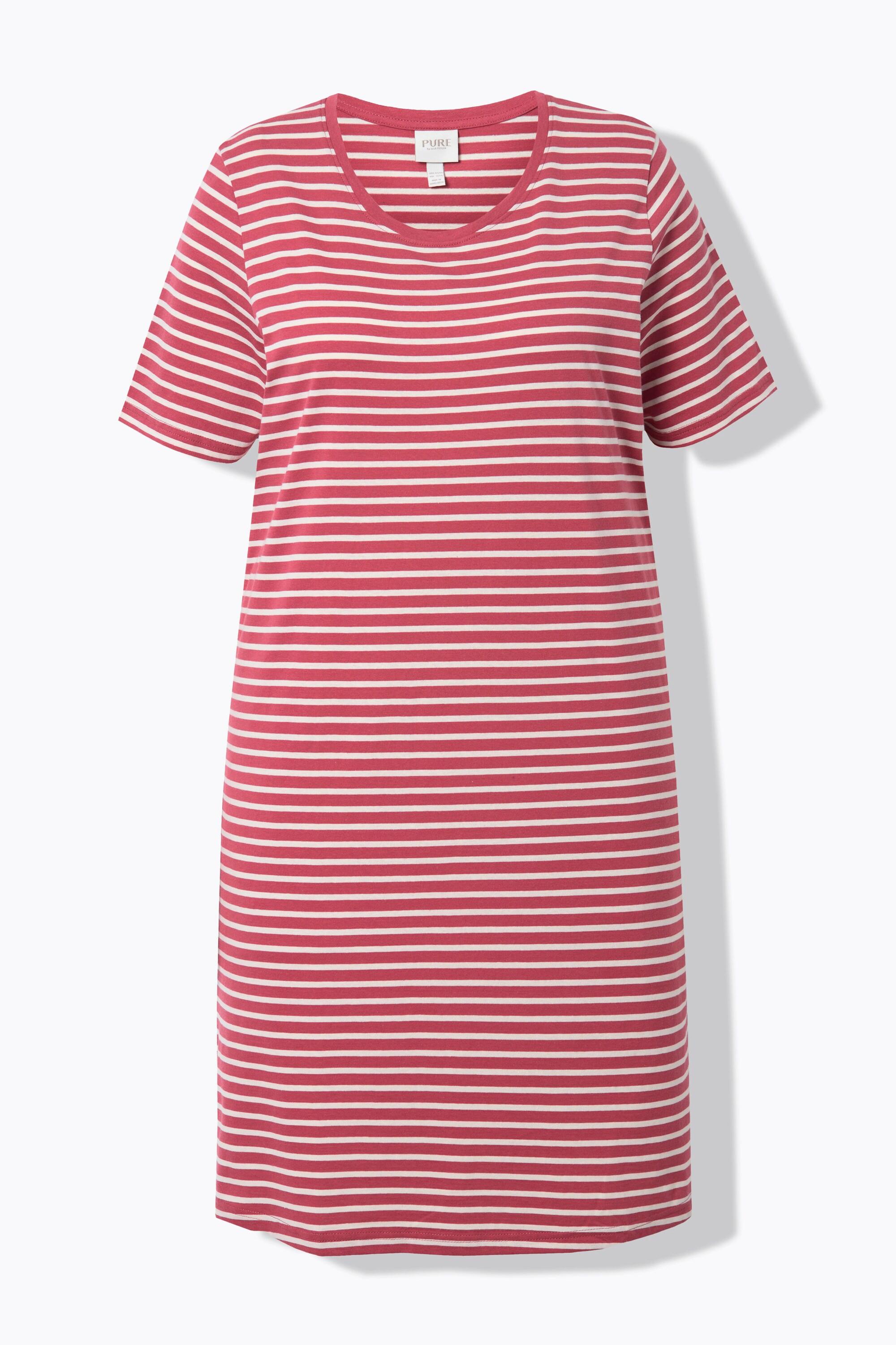 Ulla Popken Camicia da notte a righe girocollo mezza manica  