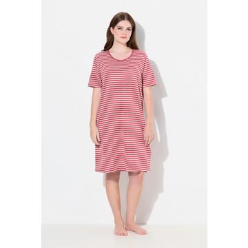 camicia da notte, a righe, girocollo, mezza manica, cotone biologico