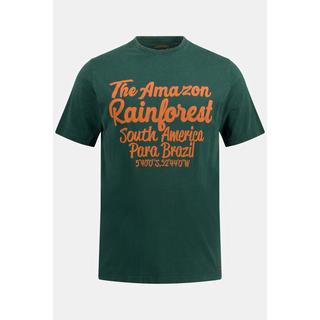 JP1880  T-shirt con stampa "RAINFOREST", acid wash o spray e mezze maniche 