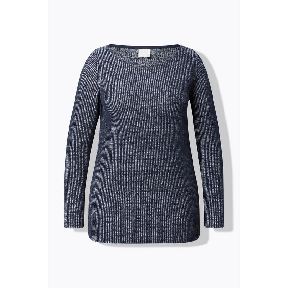 Ulla Popken Pull Encolure Bateau Manches Longues Coton Bio  