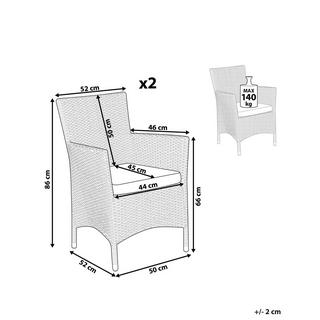 Beliani Lot de 2 chaises de jardin avec coussins en Polyrotin Boho ITALY  