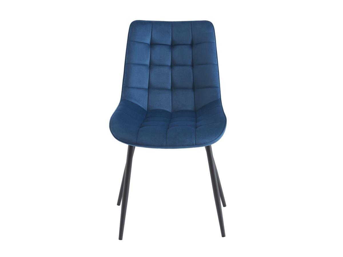 Vente-unique Lot de 2 chaises matelassées - Velours et métal noir - Bleu nuit - OLLUA  