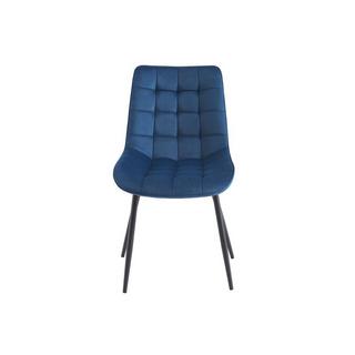 Vente-unique Lot de 2 chaises matelassées - Velours et métal noir - Bleu nuit - OLLUA  