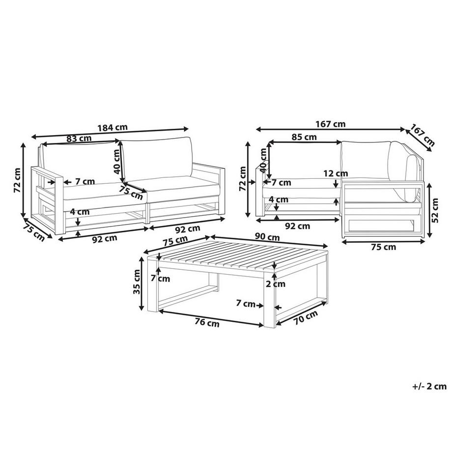 Beliani Set lounge pour jardin en Bois d'acacia certifié FSC® Scandinave TIMOR  