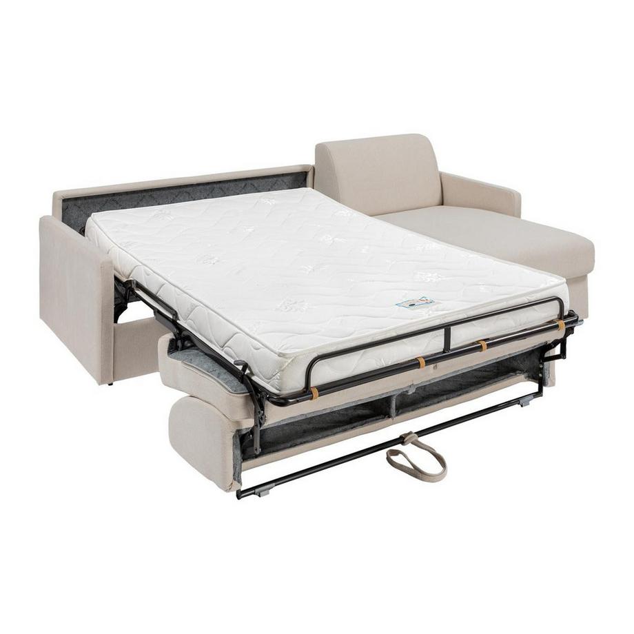 Vente-unique Canapé d'angle convertible express et réversible en tissu beige - Couchage 160 cm à lattes larges - Matelas 14 cm - CALIFE  