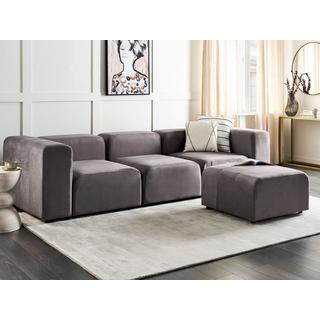 Beliani 3-Sitzer Sofa mit Ottomane aus Samtstoff Modern FALSTERBO  