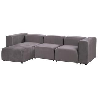 Beliani 3-Sitzer Sofa mit Ottomane aus Samtstoff Modern FALSTERBO  